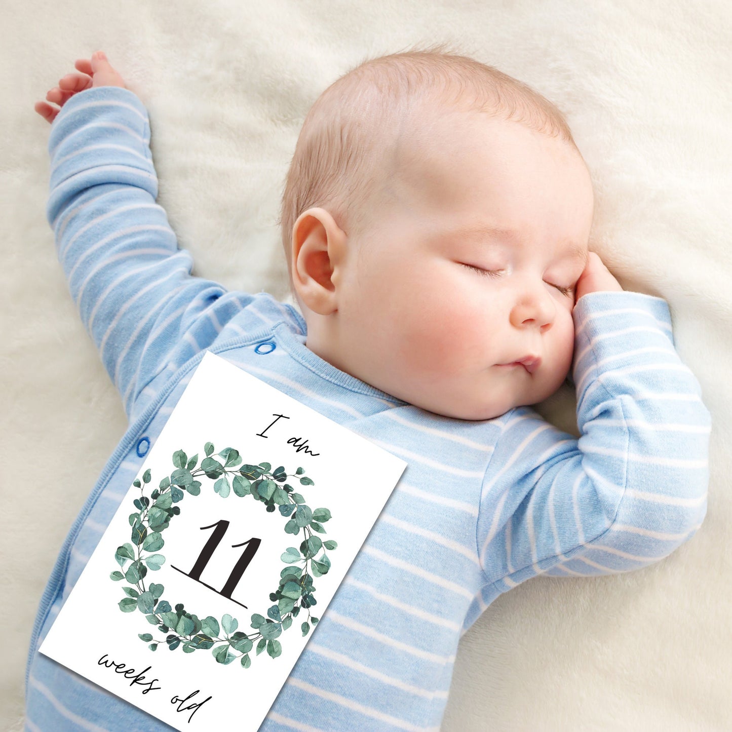 Greenery Baby Milestone Cards, Set of 45 Printables, Newborn Baby Photo, Baby Milestones Card Set, Digital Download