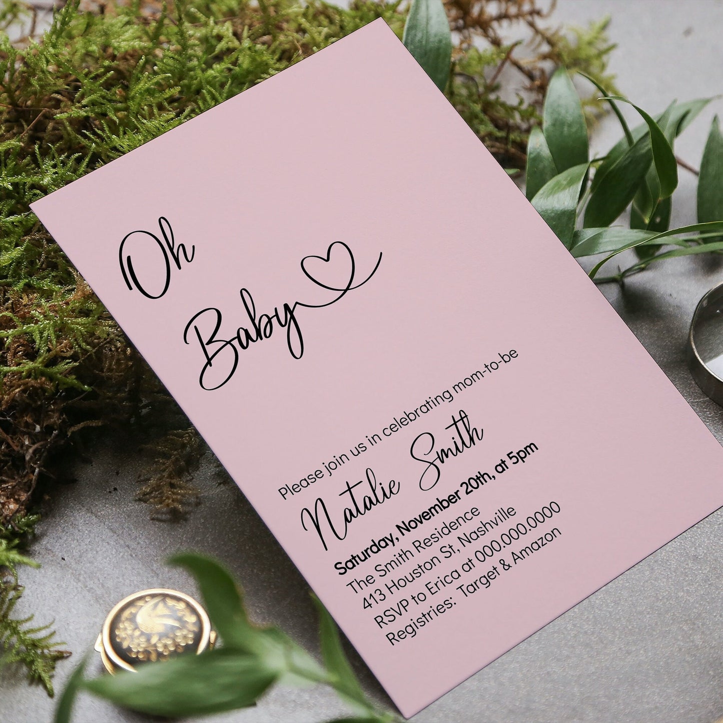 Minimal Baby Shower Invitation Template, Blush Minimalist baby Shower Invite, Gender Neutral, Editable Digital Download