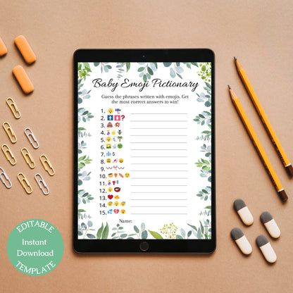 10 Greenery Baby Shower Games, Eucalyptus Baby Shower Game Bundle PDF, Fun Baby Shower Games, Digital Instant Download