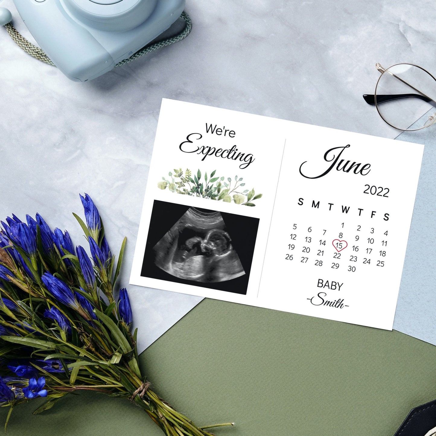 Pregnancy Announcement Grandparents, Parents Family Friend Baby Announcement Digital Template, Editable Instant Download