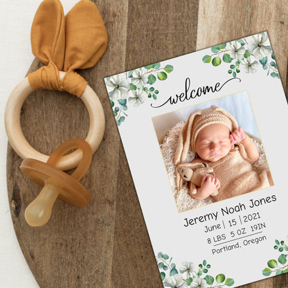 Elegant Baby Birth Announcement Template, Floral Social Media Post Birth Announcement, Editable Digital Download