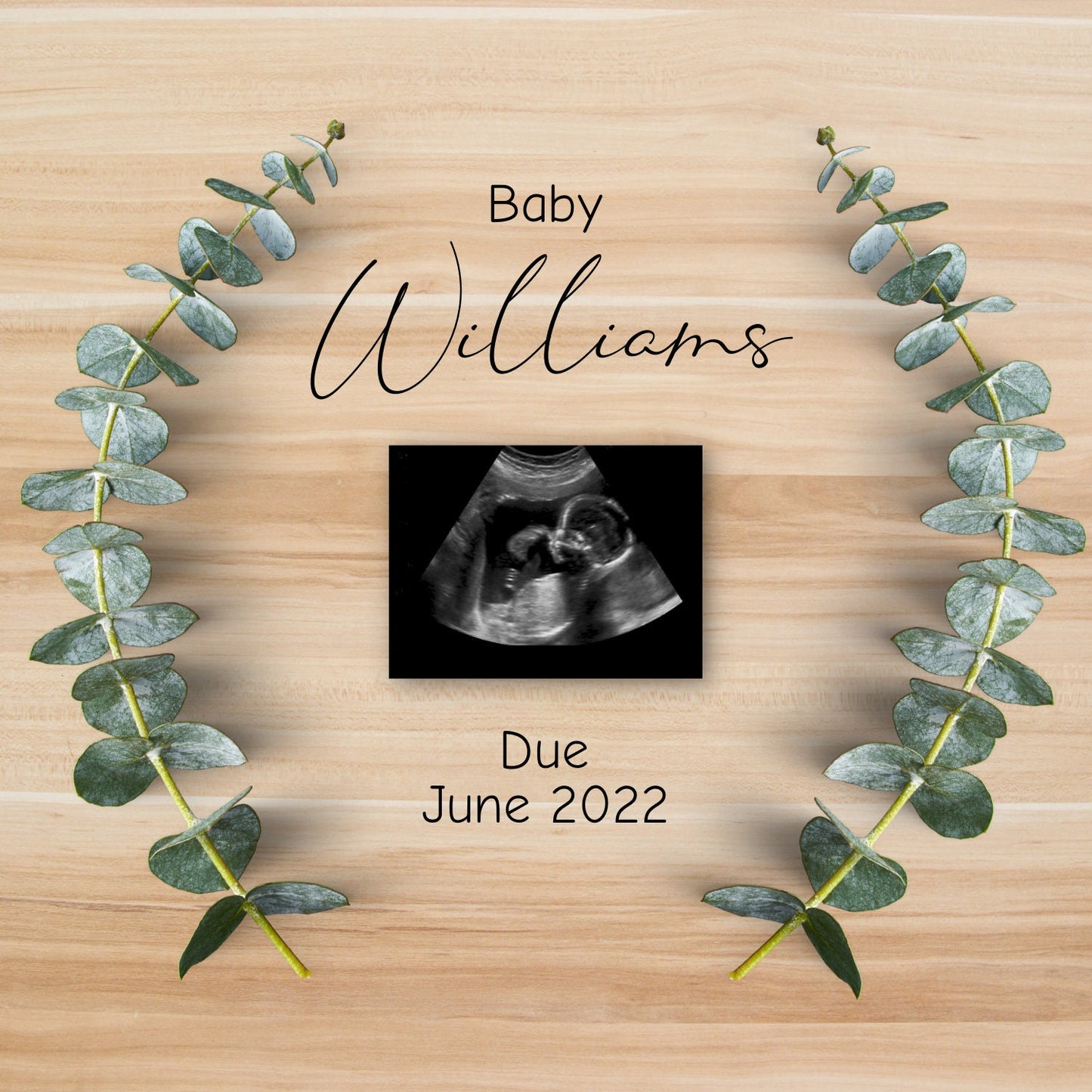 Eucalyptus Pregnancy Announcement Template, Parents Family Friend Baby Announcement, Editable Digital Download, Social Media Post