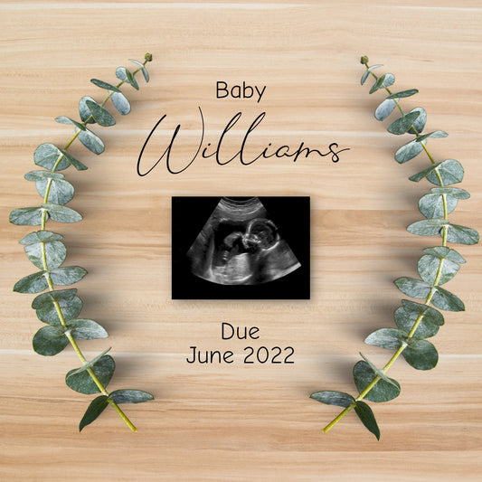 Eucalyptus Pregnancy Announcement Template, Parents Family Friend Baby Announcement, Editable Digital Download, Social Media Post