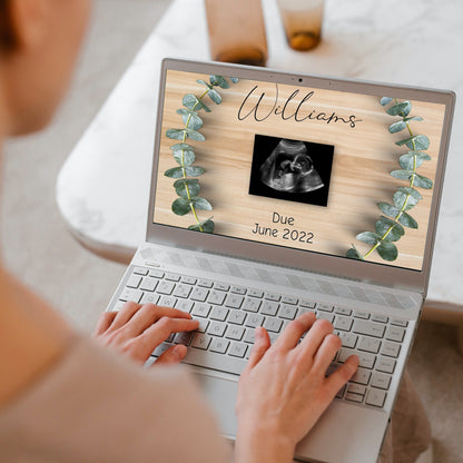 Eucalyptus Pregnancy Announcement Template, Parents Family Friend Baby Announcement, Editable Digital Download, Social Media Post