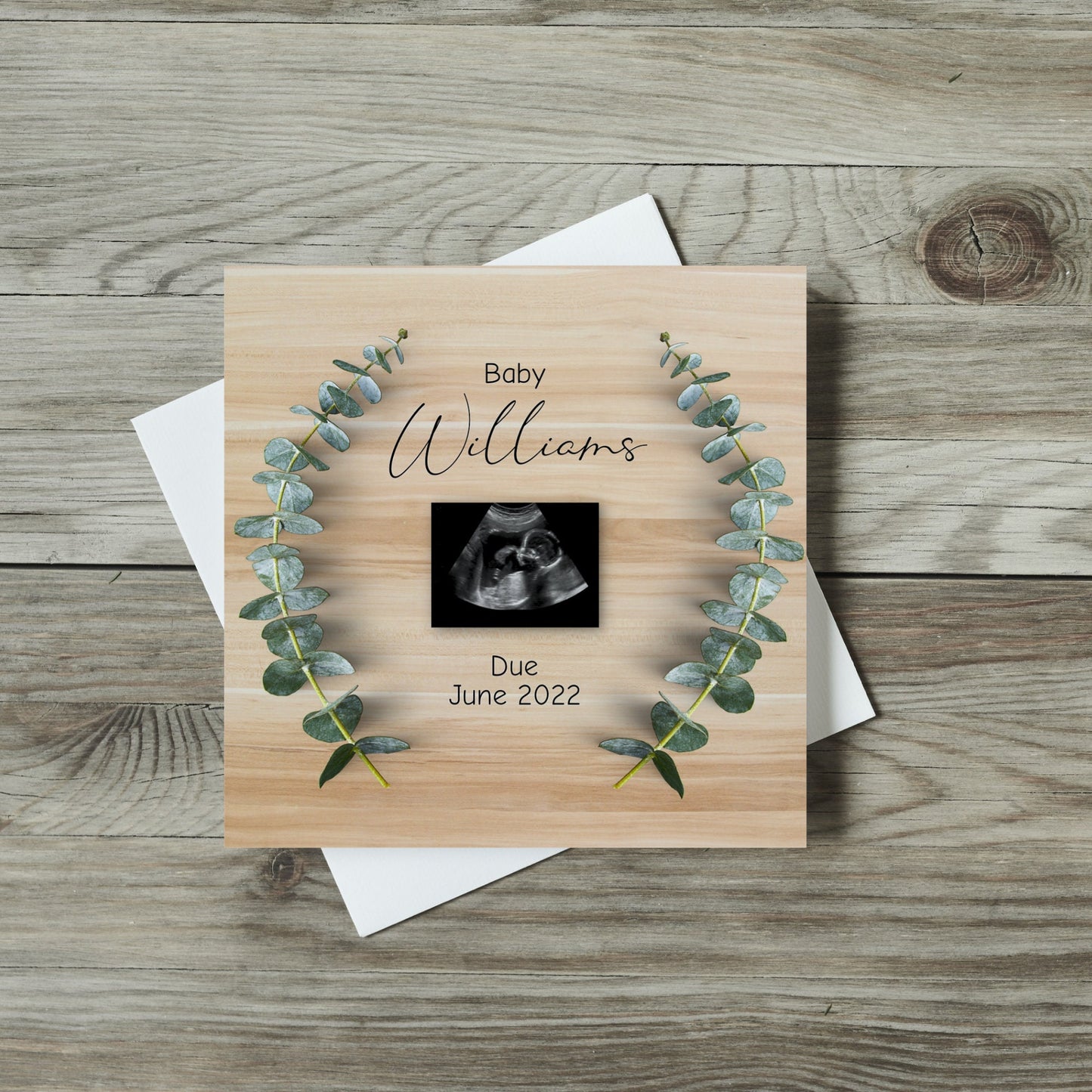 Eucalyptus Pregnancy Announcement Template, Parents Family Friend Baby Announcement, Editable Digital Download, Social Media Post