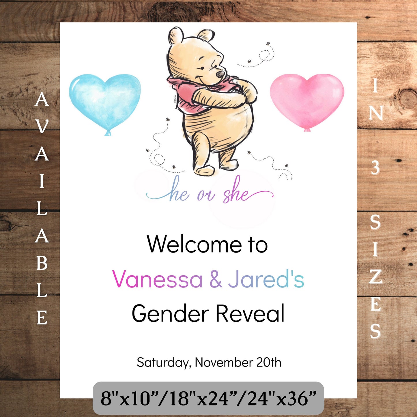 Winnie the Pooh Bear Gender Reveal Invitation Bundle, He or She Winnie Baby Shower, Editable Template, Instant Download