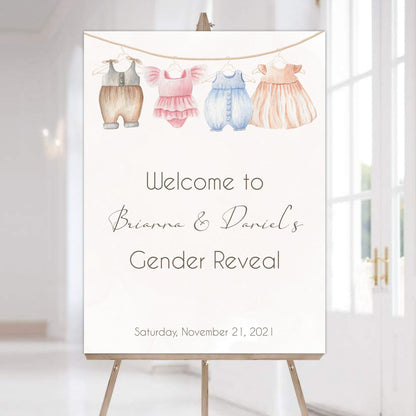 Boho Gender Reveal Welcome Sign Template, Neutral Gender Reveal Sign, He or She, Editable Template, Instant Download