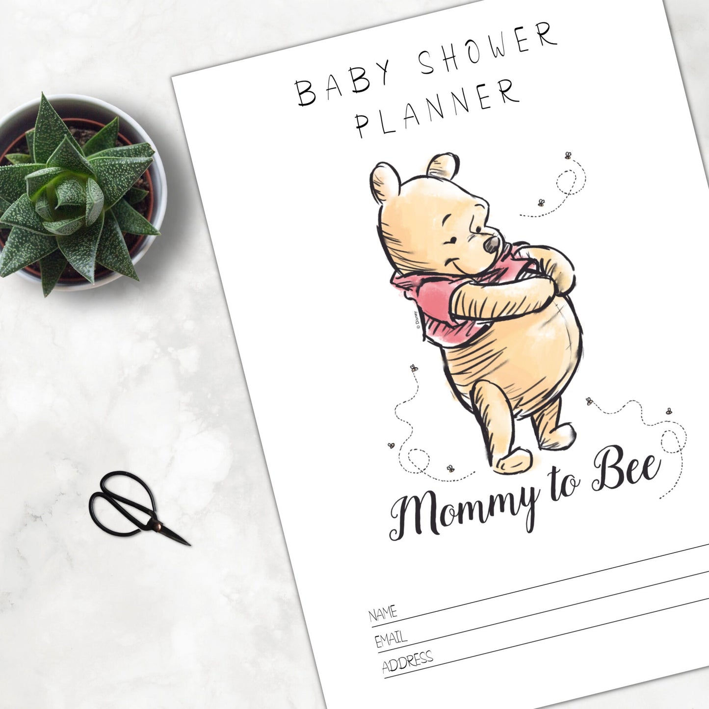 Winnie the Pooh Baby Shower Planner Printable, PDF Baby Shower Planner Checklist, Printable PDF, Instant Digital Download