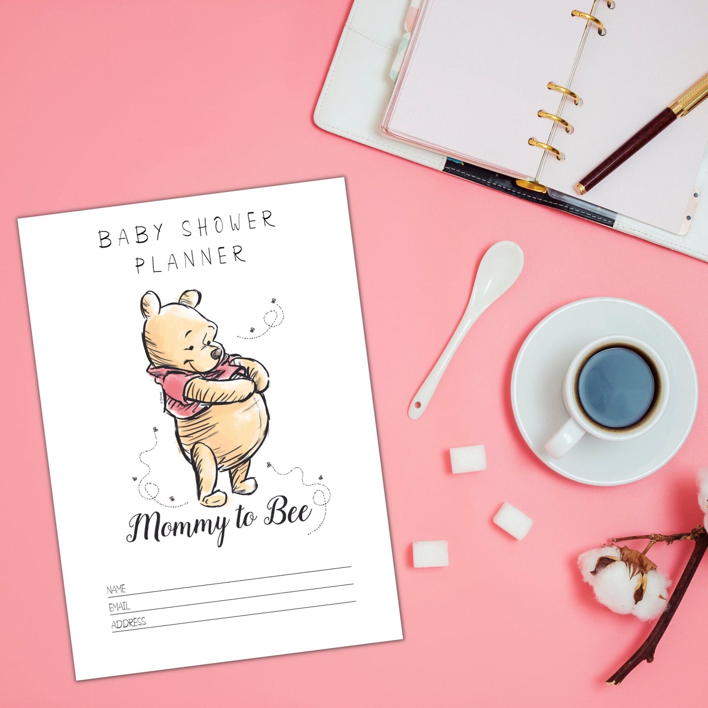 Winnie the Pooh Baby Shower Planner Printable, PDF Baby Shower Planner Checklist, Printable PDF, Instant Digital Download