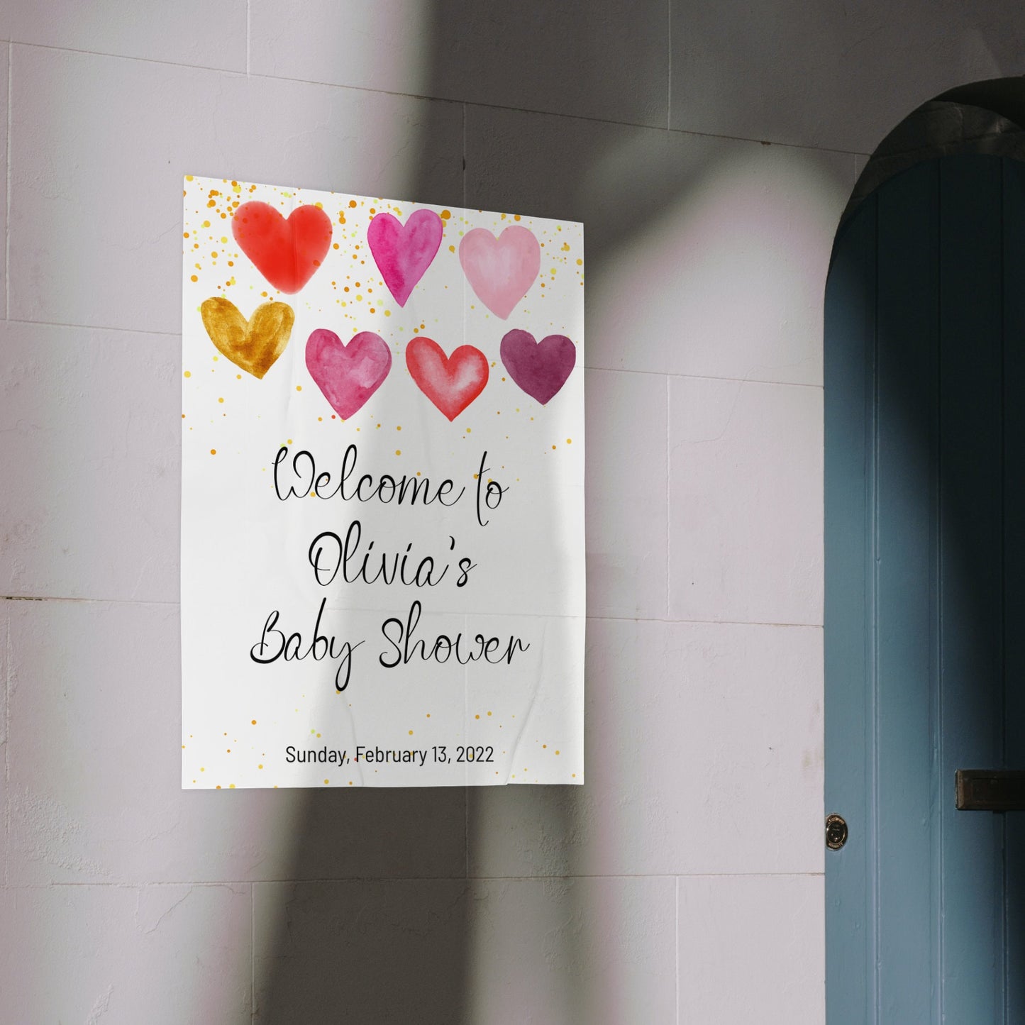 Valentines Baby Shower Welcome Sign Template, Sweetheart Red Pink Hearts Baby Shower Sign, Editable Digital Download