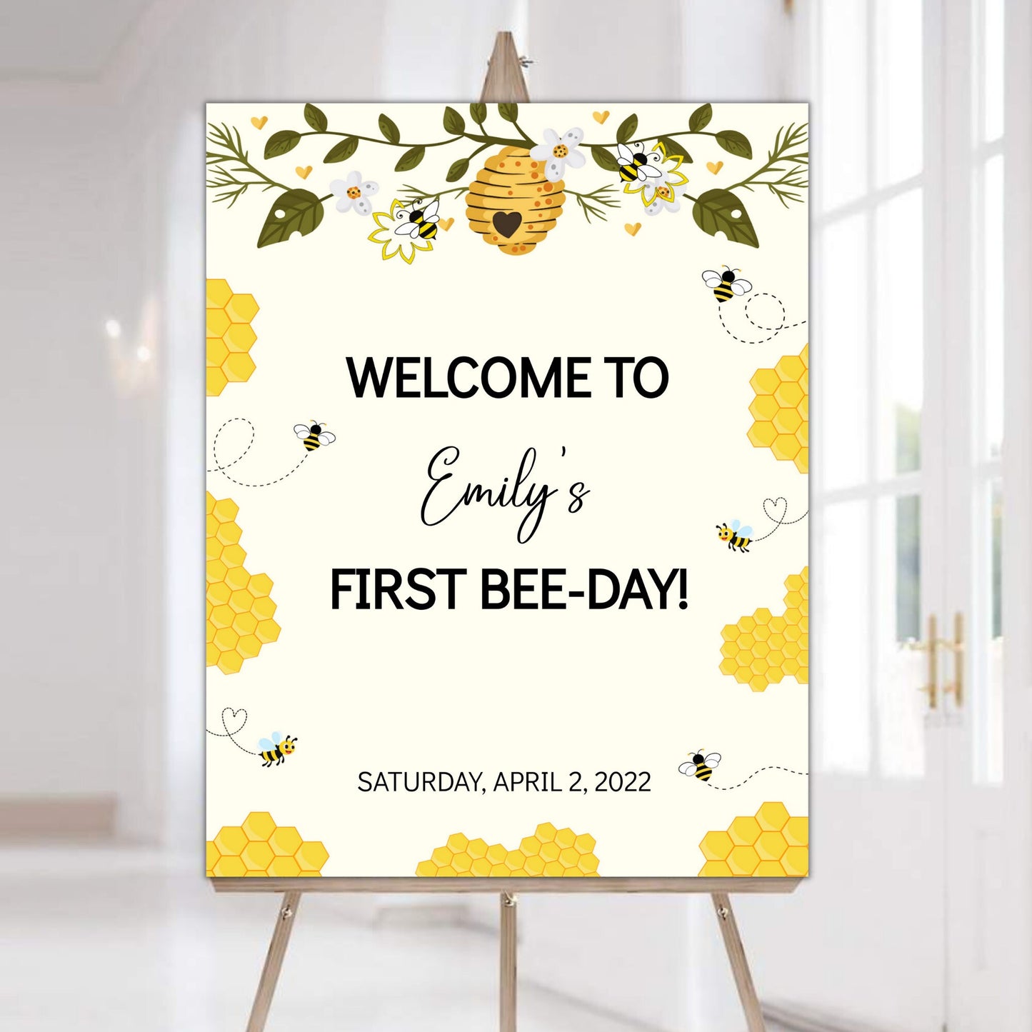 Bee First Birthday Invitation Bundle, First Bee Day, 1st Bee Day, 1st Birthday Decorations, Editable Digital Template