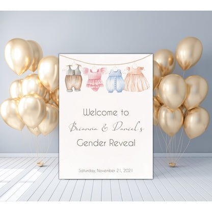 Boho Gender Reveal Welcome Sign Template, Neutral Gender Reveal Sign, He or She, Editable Template, Instant Download