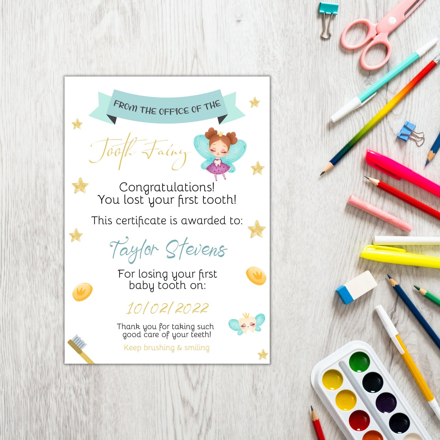 Tooth Fairy Letter Certificate, Letter From The Tooth Fairy, First Tooth Fairy Note, Editable Letter, Instant Download