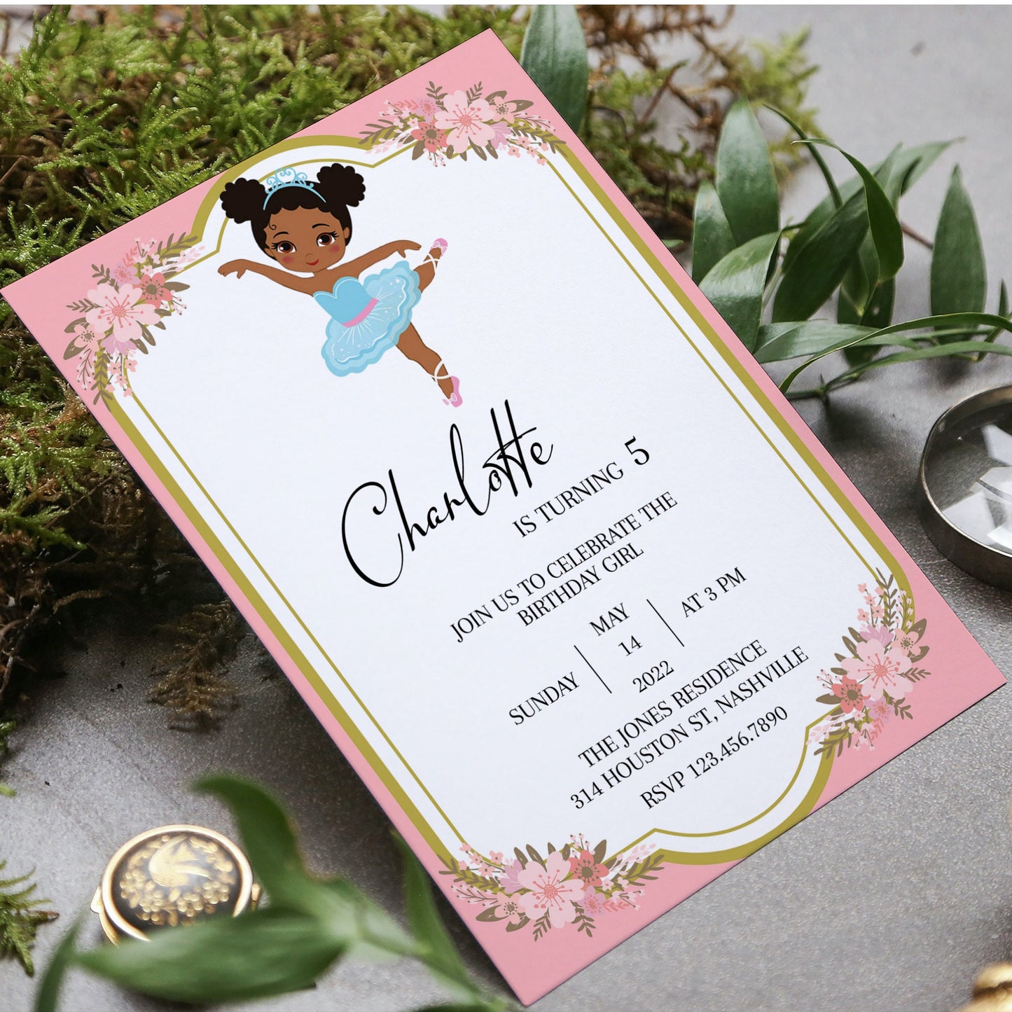 Ballerina Birthday Invitation, Inclusive Ballerina Birthday Invite, Girl Birthday Invitation, Editable Instant Download