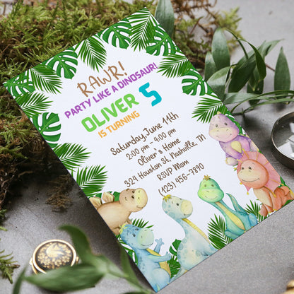 Dinosaur Birthday Invitation, Boy Digital Mobile Phone Invite, Electronic Email Dino Evite, Roar Like a Dinosaur Invite, Editable Template