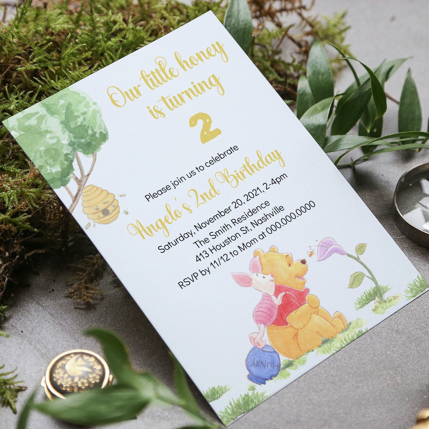 Winnie the Pooh Birthday Invitation, Kids Birthday Invitation, Winnie Digital Invite, Editable Instant Download