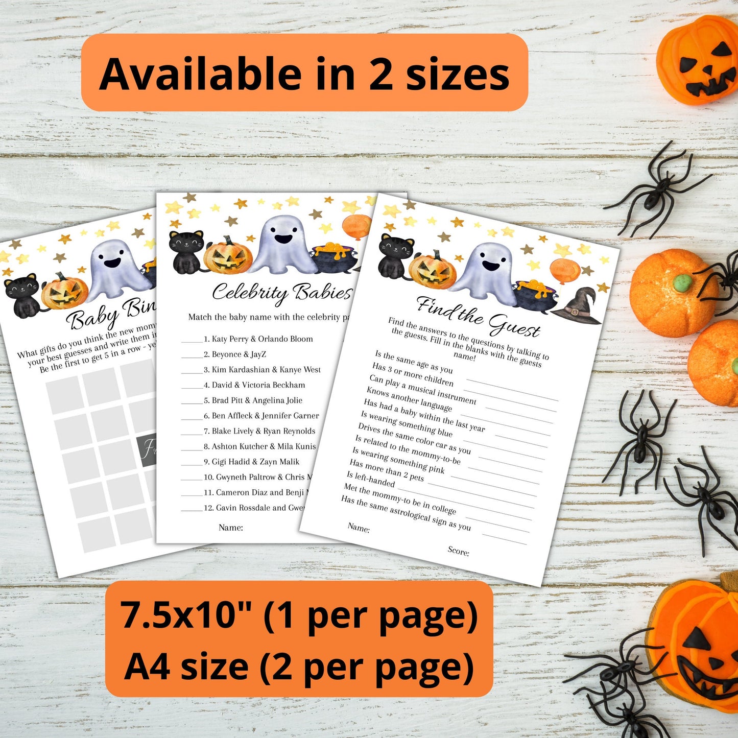 Halloween Baby Shower Game Bundle, Gender Neutral Halloween Baby Shower Game Pack, Printable Ghost Baby Shower Games, Instant Download