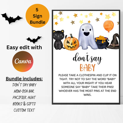 Editable A Little Boo Baby Shower Bundle, Gender Neutral Halloween Baby Shower Bundle, Ghost Halloween Baby Shower, Instant Download