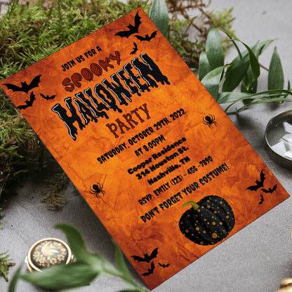 Halloween Party Invitation, Spooky Halloween Invitation, Halloween Birthday Invite, Haunted House, Costume Party, Editable, Instant Download