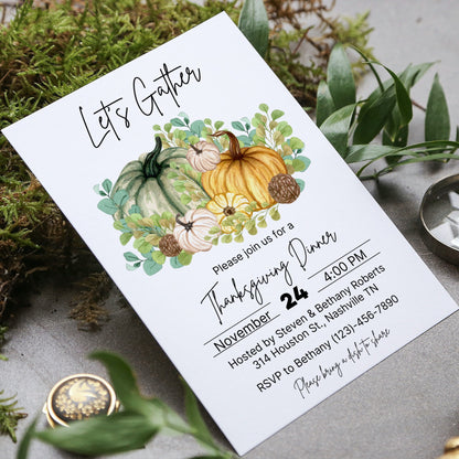 Editable Thanksgiving Dinner Invitation, Friendsgiving  Invitation, Fall Autumn Dinner Invite, Instant Download Template