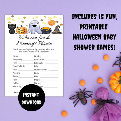 Halloween Baby Shower Game Bundle, Gender Neutral Halloween Baby Shower Game Pack, Printable Ghost Baby Shower Games, Instant Download