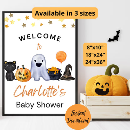 Editable A Little Boo Baby Shower Sign, Gender Neutral Halloween Baby Shower Sign, Ghost Halloween Baby Shower, Instant Download