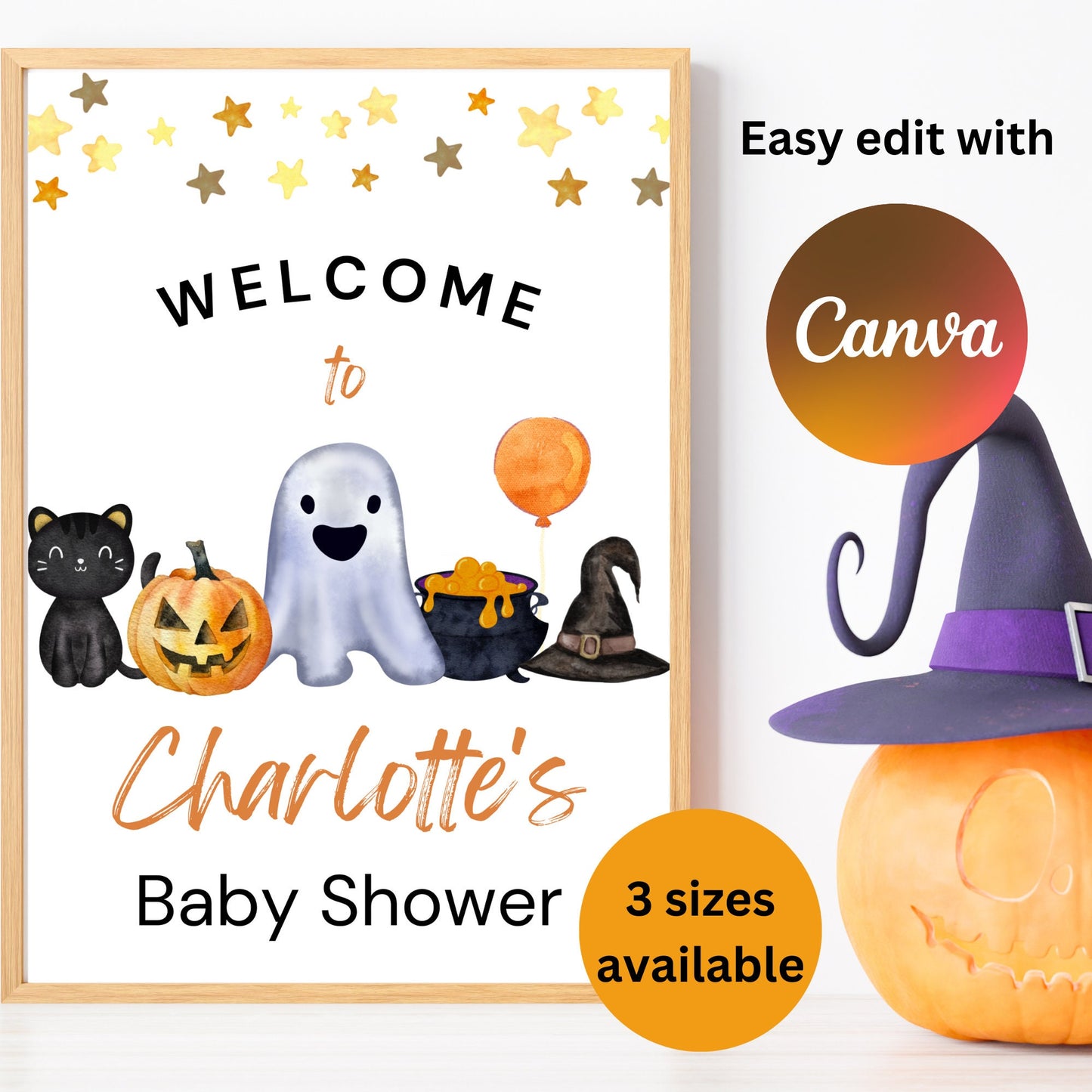 Editable A Little Boo Baby Shower Sign, Gender Neutral Halloween Baby Shower Sign, Ghost Halloween Baby Shower, Instant Download