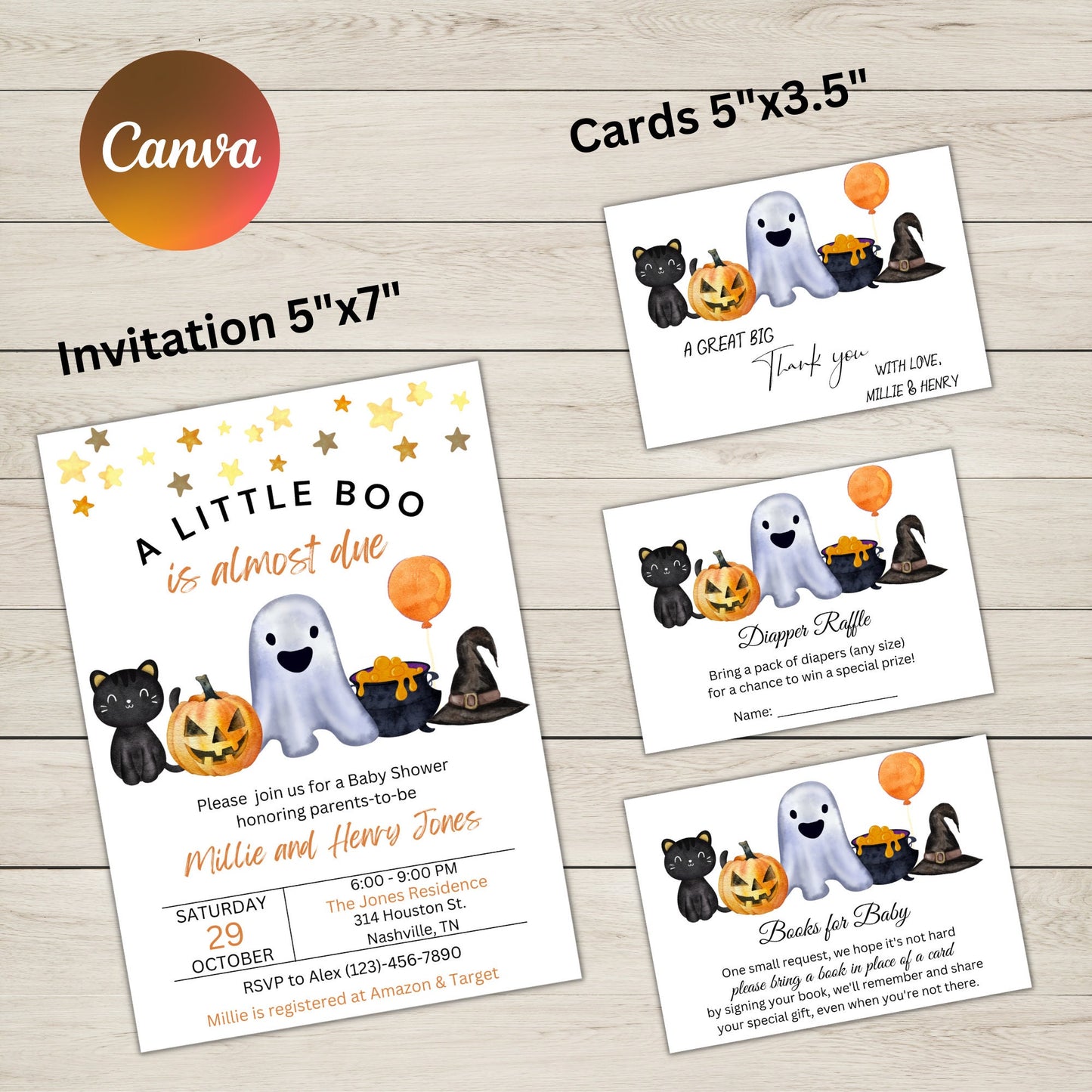 Editable A Little Boo Baby Shower Bundle, Gender Neutral Halloween Baby Shower Bundle, Ghost Halloween Baby Shower, Instant Download