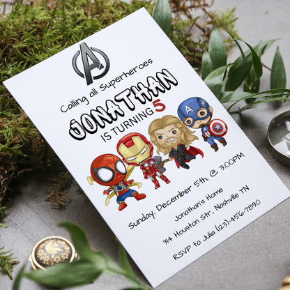 Editable Superhero Birthday Invitation Template, Boy Birthday Invite, Kids Birthday Invitation, Digital Download, Text Invite, Printable