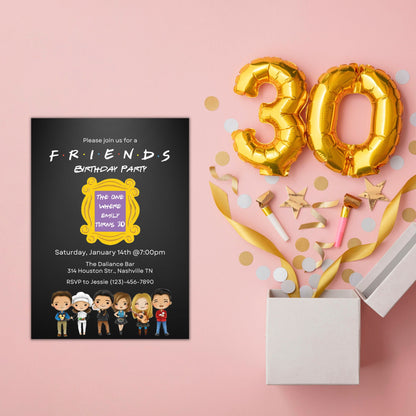 Editable Friends Birthday Invitation Template, The One Where Friends Birthday Invitation, Friends Theme Birthday Invite, Instant Download