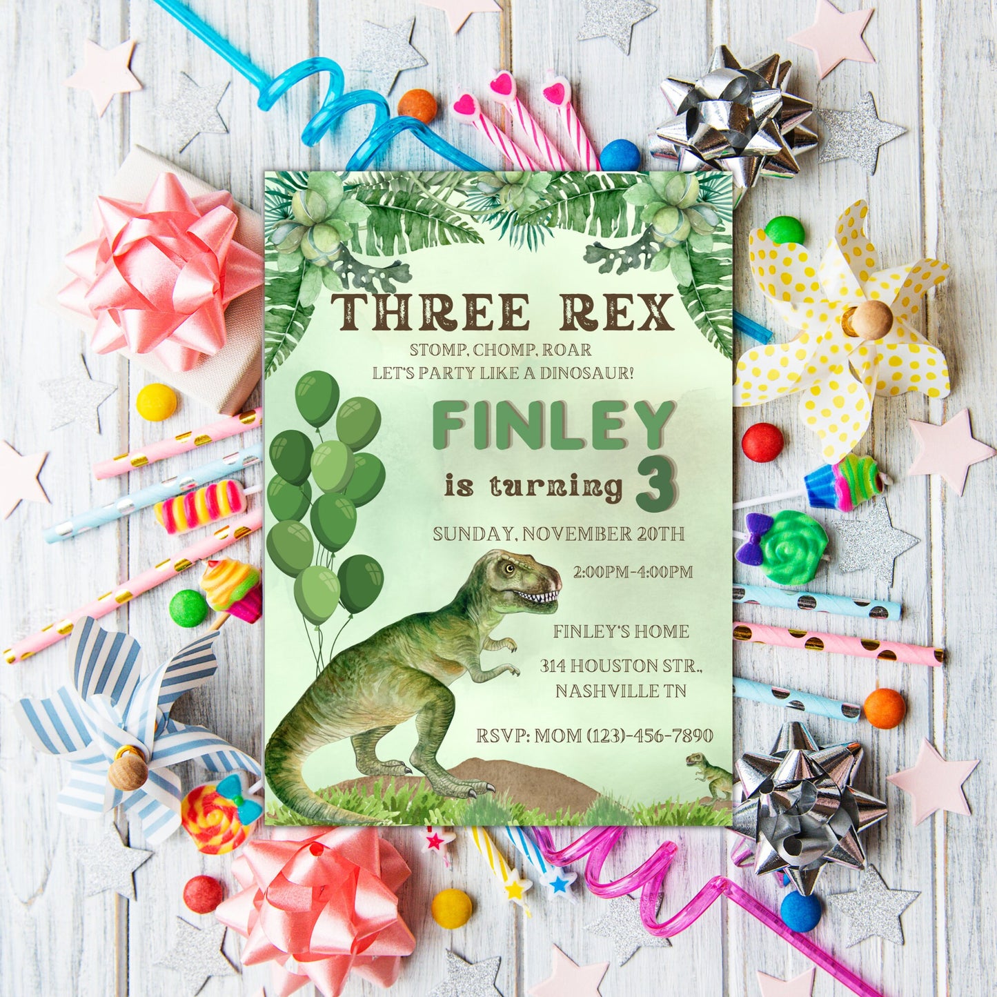 Editable Three Rex Invitation Boy, Dinosaur birthday invitation,Three rex birthday, three rex invite Printable Template Instant download