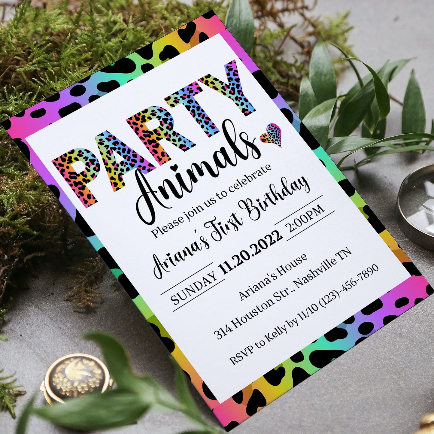 Editable Party Animals Birthday Invitation Leopard Print Jungle Birthday Party Leopard Print Wild One Two Wild Template Digital Download