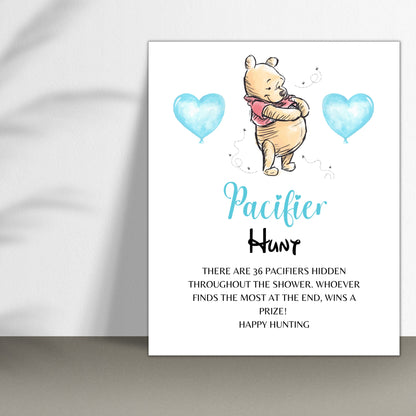 10+1 Winnie the Pooh Editable Baby Shower Signs, Baby Shower Sign Bundle, Mimosa Bar Sign, Diaper Raflle, Printable Editable Download