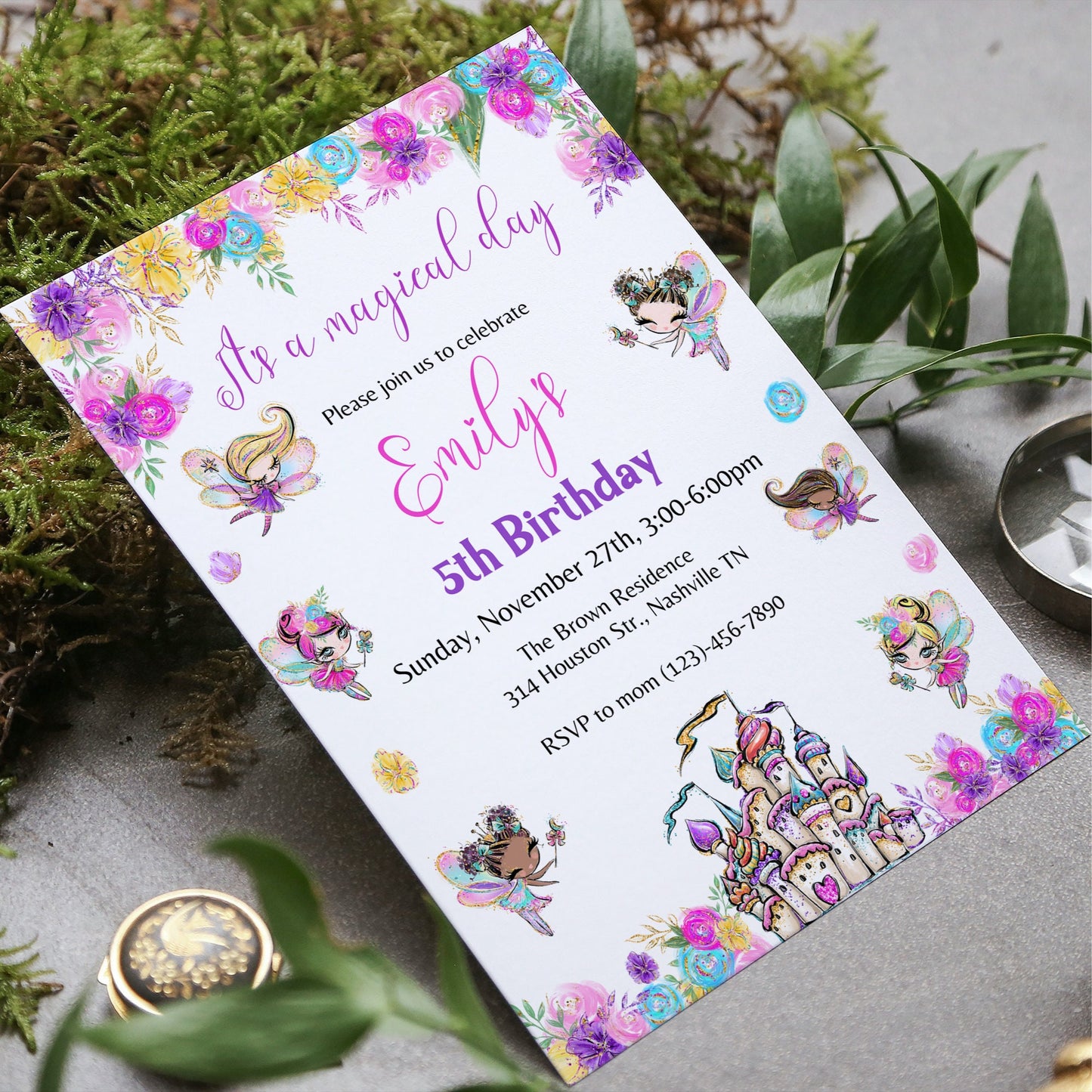 Editable Fairy Birthday Invitation, Magical Fairy Party, Enchanted Pixie Fairy Theme, Magical Floral Fairy Princess Party, Instant Download