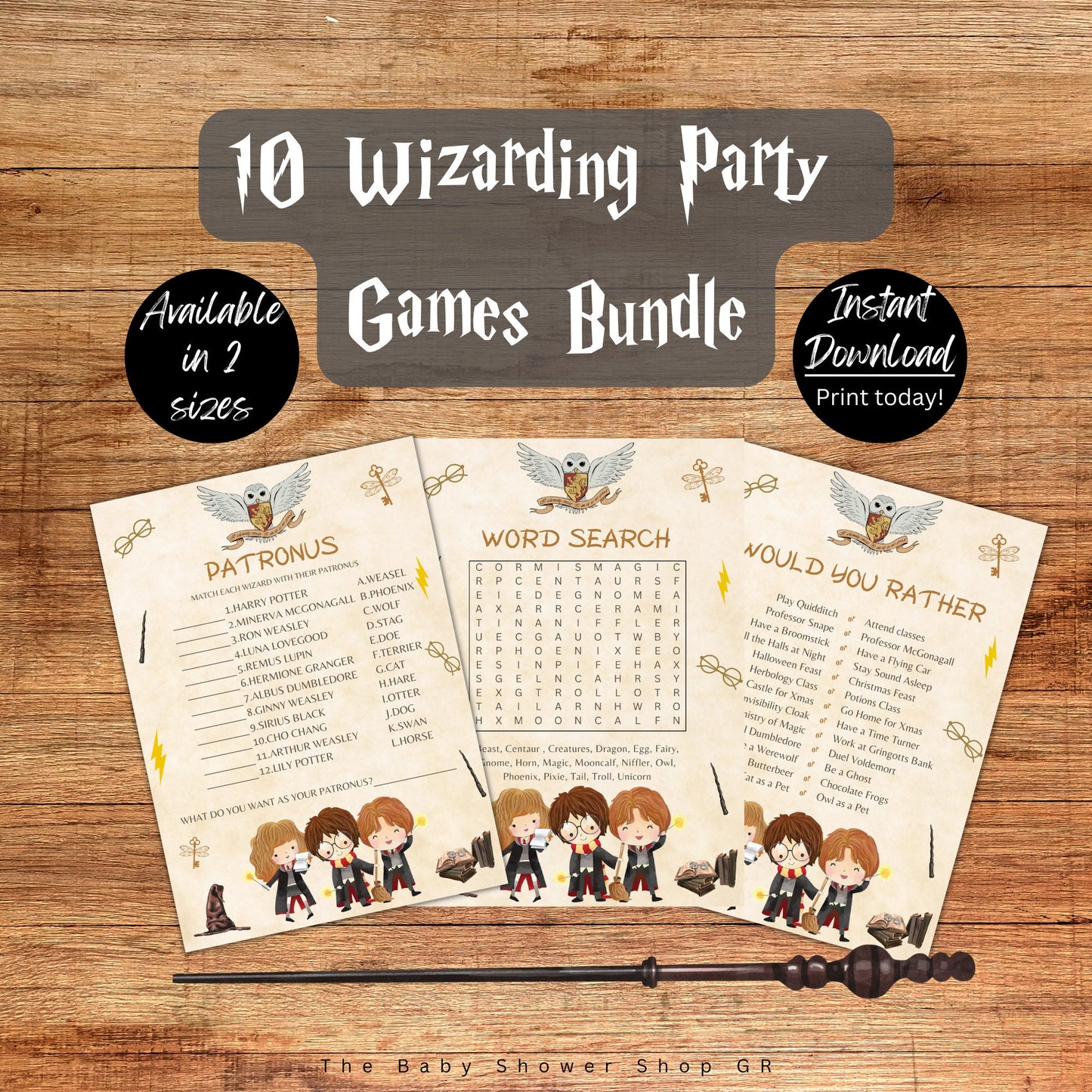 10 Wizard Party Games Bundle, Printable Wizard Birthday Party Games, Wizard Activities Bundle,  Kids Birthday Party Games, Instant Download