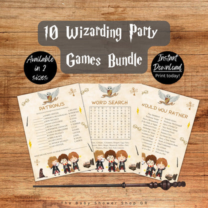 10 Wizard Party Games Bundle, Printable Wizard Birthday Party Games, Wizard Activities Bundle,  Kids Birthday Party Games, Instant Download