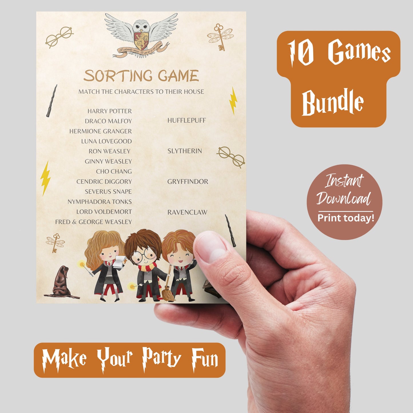 10 Wizard Party Games Bundle, Printable Wizard Birthday Party Games, Wizard Activities Bundle,  Kids Birthday Party Games, Instant Download