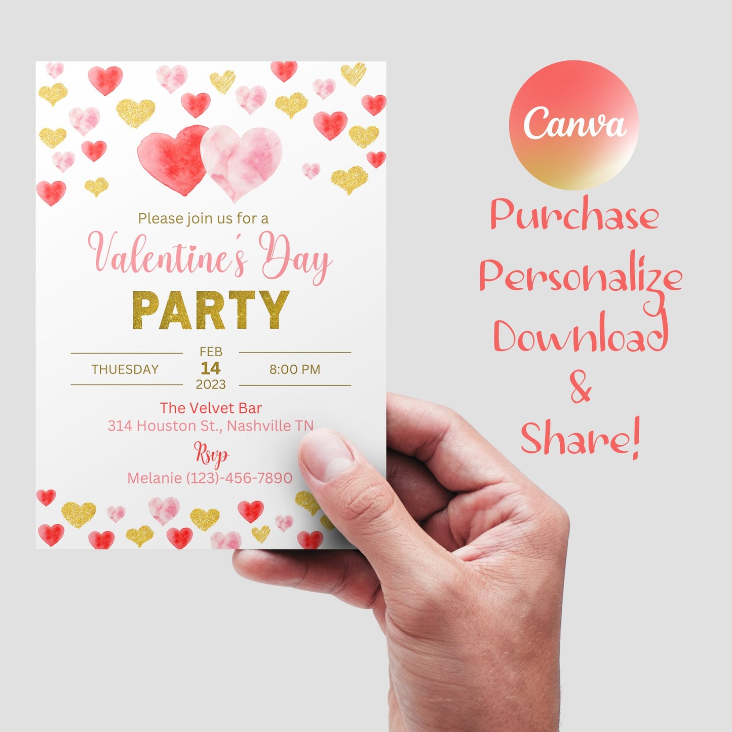 Valentine's Day Party Invitation Template, Friends Valentine's Day Party, Printable Valentine's Day Brunch Invite, Instant Download