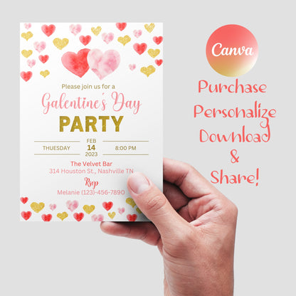 Galentine's Day Party Invitation Template, Friends Valentine's Day Party, Printable Galentine's Day Brunch Invite, Instant Download