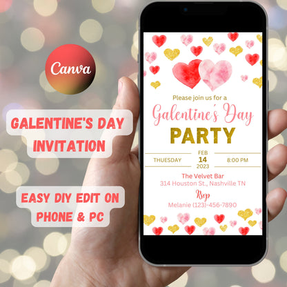 Galentine's Day Party Invitation Template, Friends Valentine's Day Party, Printable Galentine's Day Brunch Invite, Instant Download