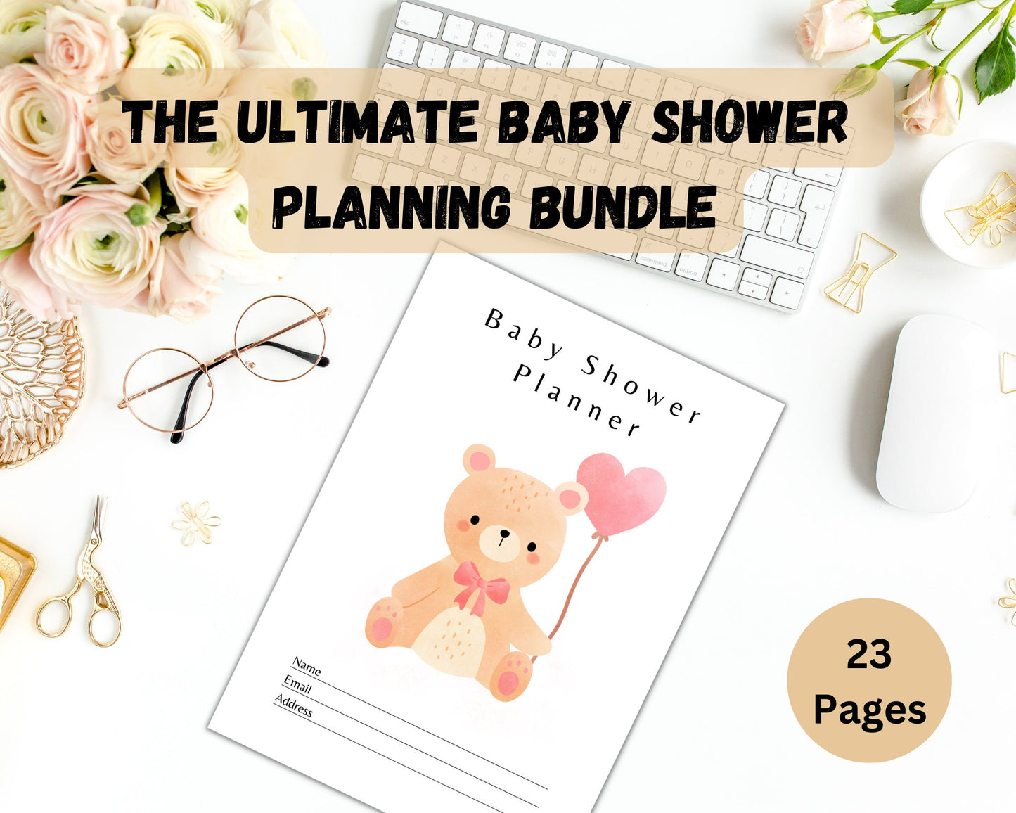 Baby Shower Planner, Printable PDF Baby Shower Planner, Baby Shower Checklist, Printable PDF, Girl Baby Shower Planner, Instant Download