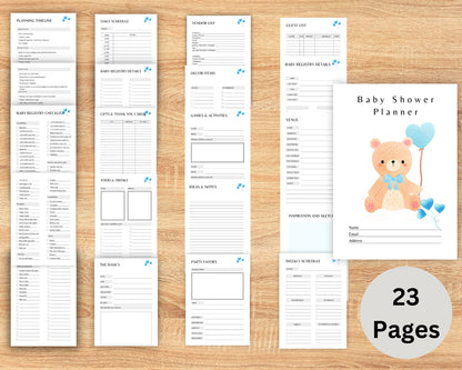 Baby Shower Planner, Printable PDF Baby Shower Planner, Baby Shower Checklist, Printable PDF, Boy Baby Shower Planner, Instant Download