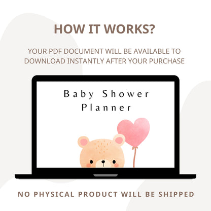 Baby Shower Planner, Printable PDF Baby Shower Planner, Baby Shower Checklist, Printable PDF, Girl Baby Shower Planner, Instant Download