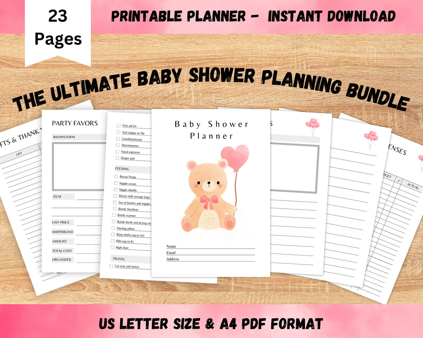 Baby Shower Planner, Printable PDF Baby Shower Planner, Baby Shower Checklist, Printable PDF, Girl Baby Shower Planner, Instant Download