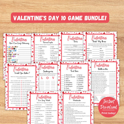 Valentine's Day Game Bundle | 10 Printable Valentine's Day Games | Party Games and Activities | Valentines Family Games | Instant Download