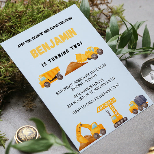 Editable Construction Invitation, Construction Birthday Invitations, Dump Truck Party Invite, Printable template Digital Instant download