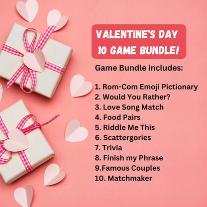 Valentine's Day Game Bundle | 10 Printable Valentine's Day Games | Party Games and Activities | Valentines Family Games | Instant Download