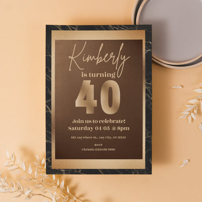 Editable Birthday Dinner Invitation, Shades of Black and Brown, Brown Birthday Invitation, Shades of Melanin, Printable or Text Invite