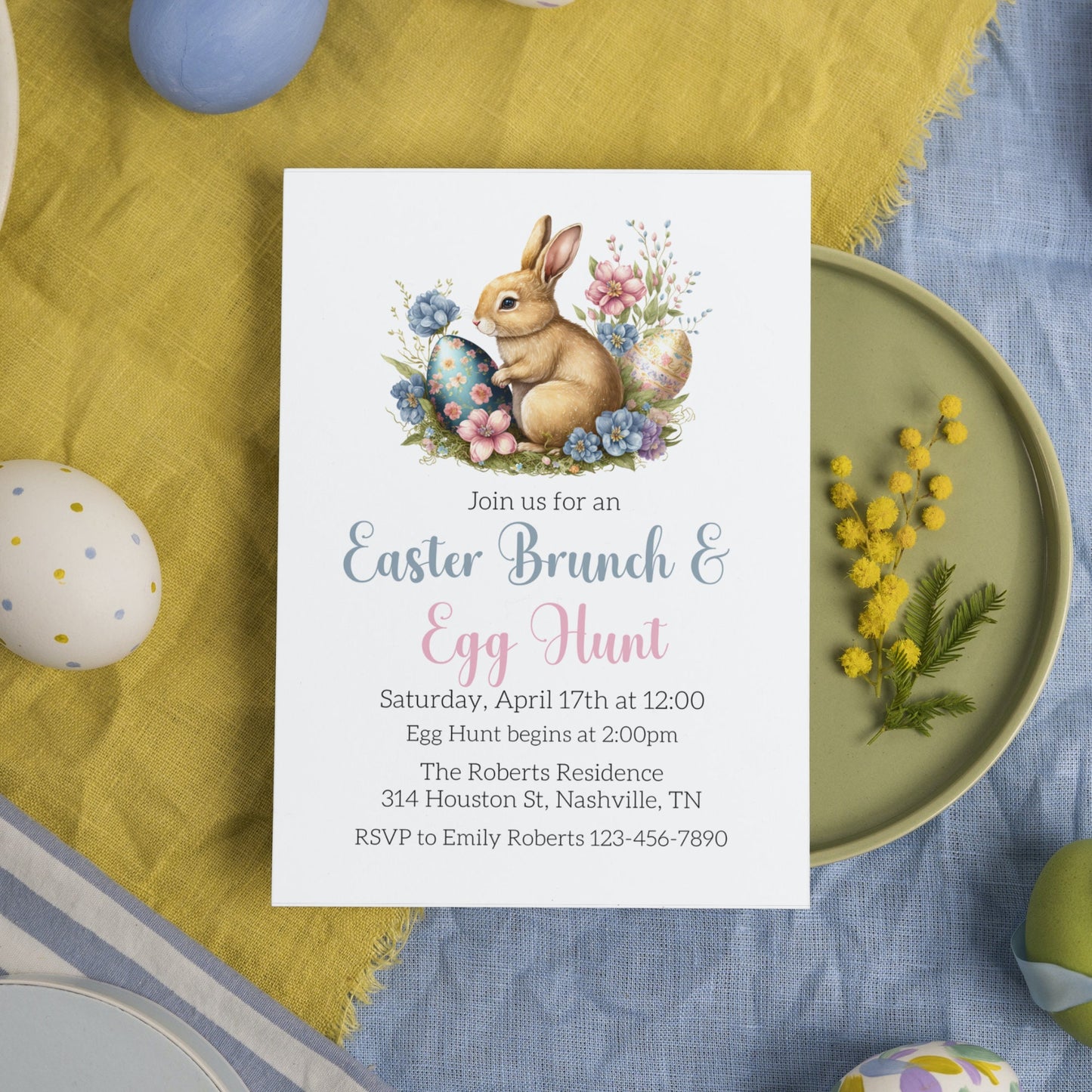 Easter Brunch Invitation Template, Easter Egg Hunt, Easter Party Invite, Easter Celebration Invitation, Easter Scavenger Hunt for Kids