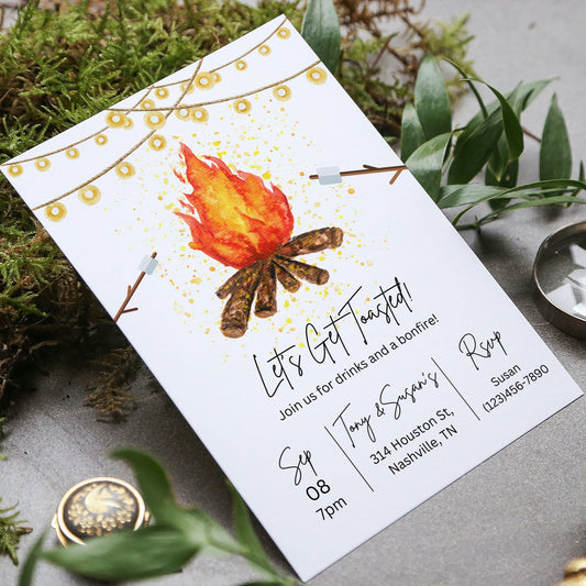 Backyard Bonfire Invitation, Editable Bonfire Birthday Invite, BBQ Party Invitation, Smores Invitation, Adult Birthday Party Outdoor Party